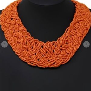Seed beaded braided short collar necklace /earring